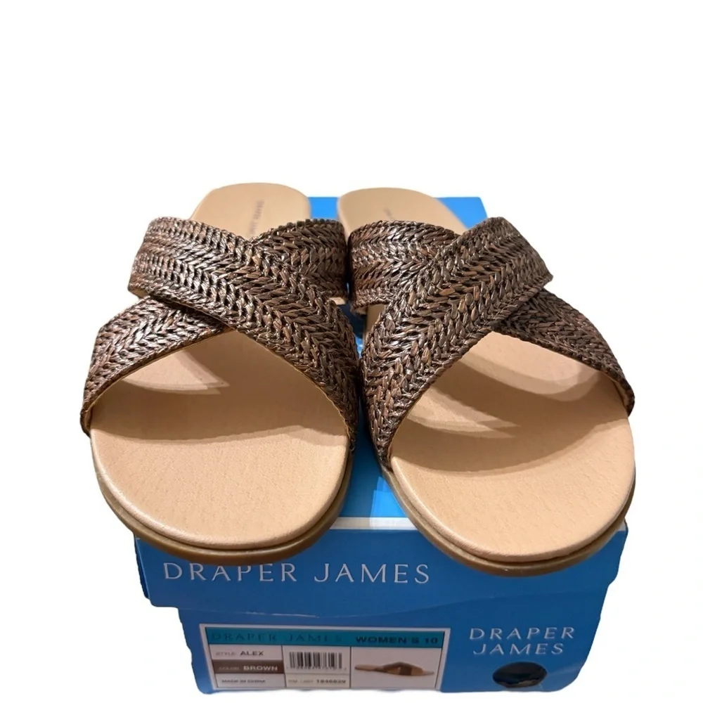 Draper James Alex Raffia Slide Sandals – Brown | Women’s 10